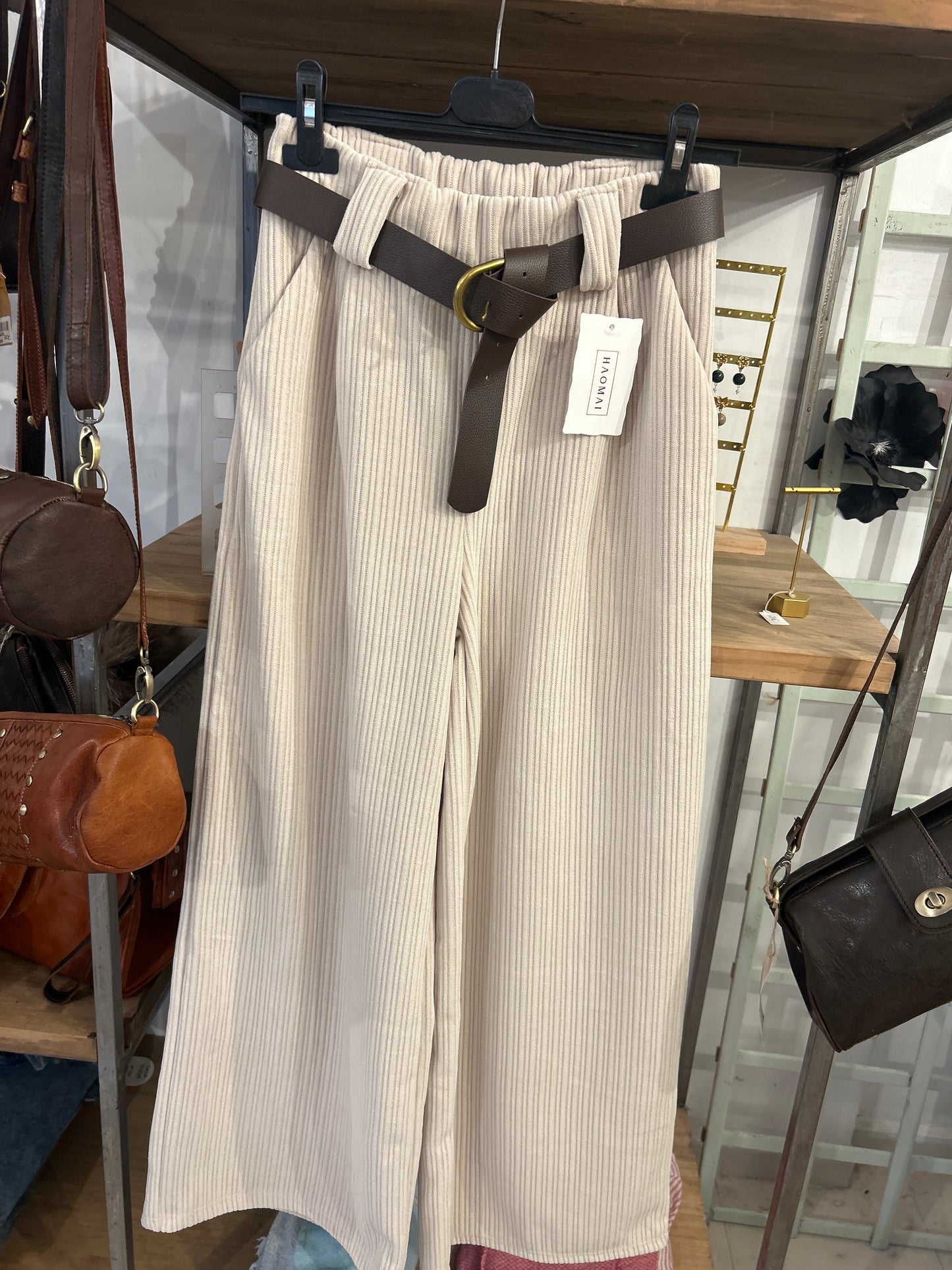 Pantalón palazo pana Cinturón