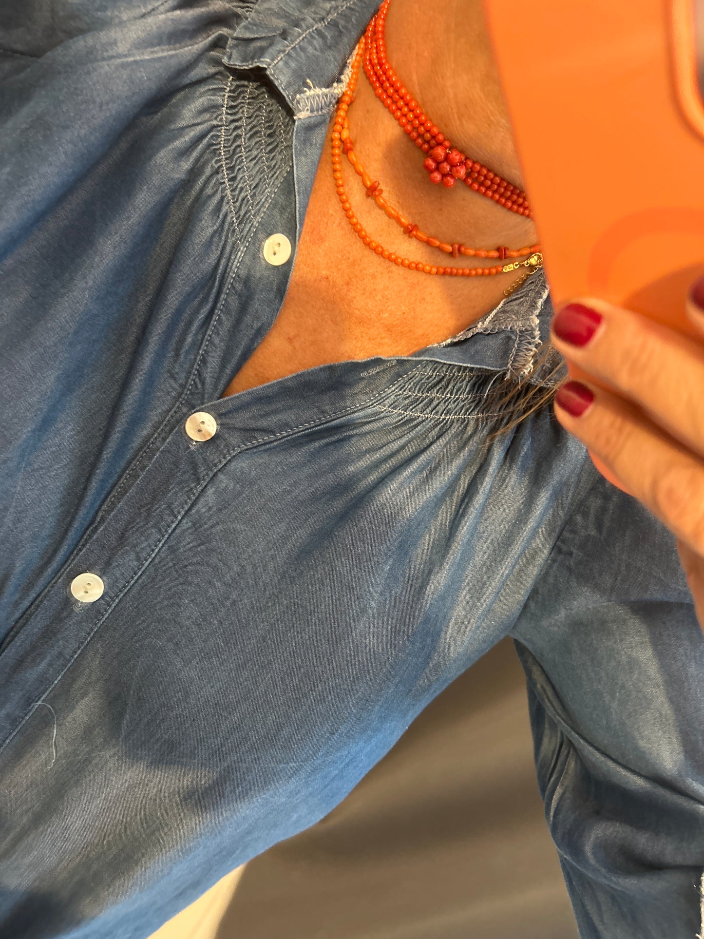 Choker coral Flor tres vueltas