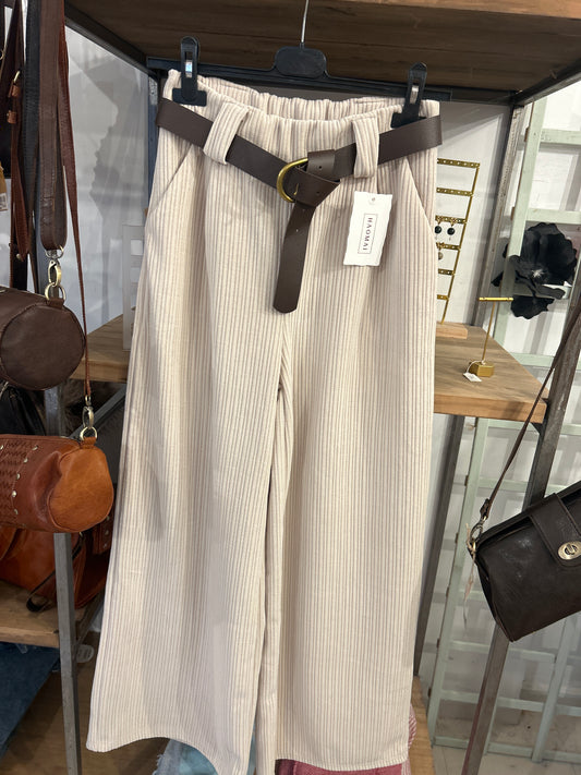 Pantalón palazo pana Cinturón