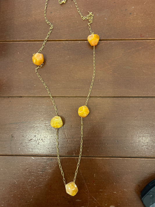 Collar cadena bolas amarillas