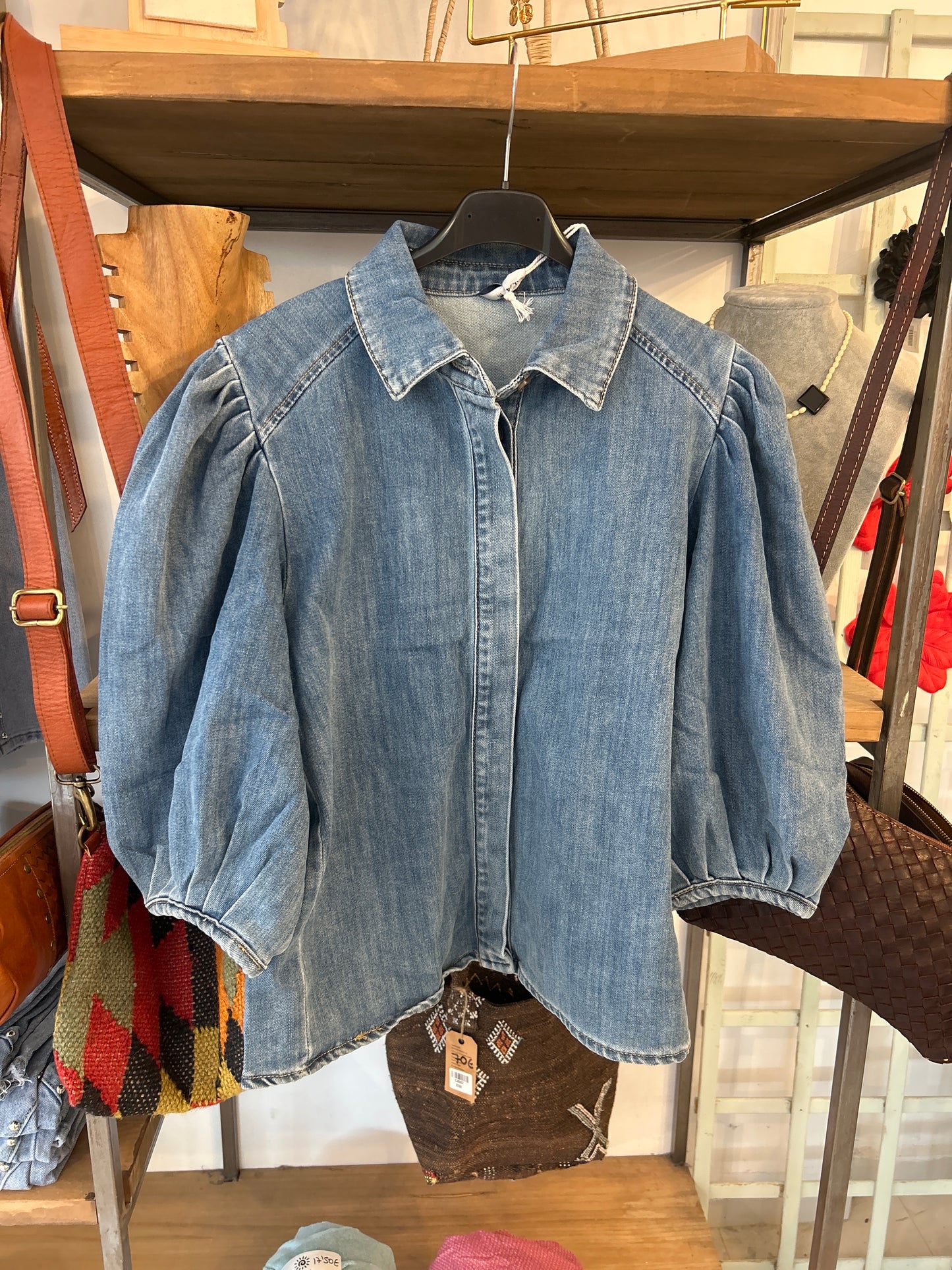 Blusa Vaquera Manga Farol