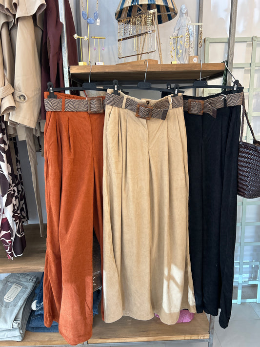 PANTALON PANA ANCHO CINTURON