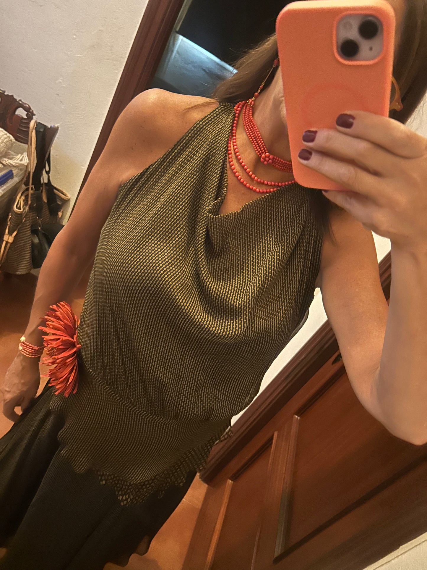 Choker Coral flor 5 vueltas