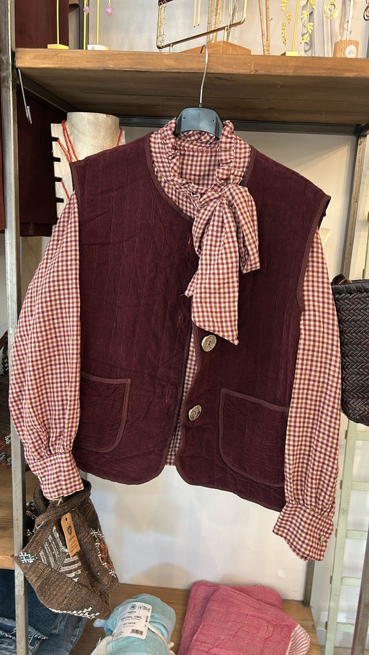 BLUSA CUADROS CIERRE LATERAL