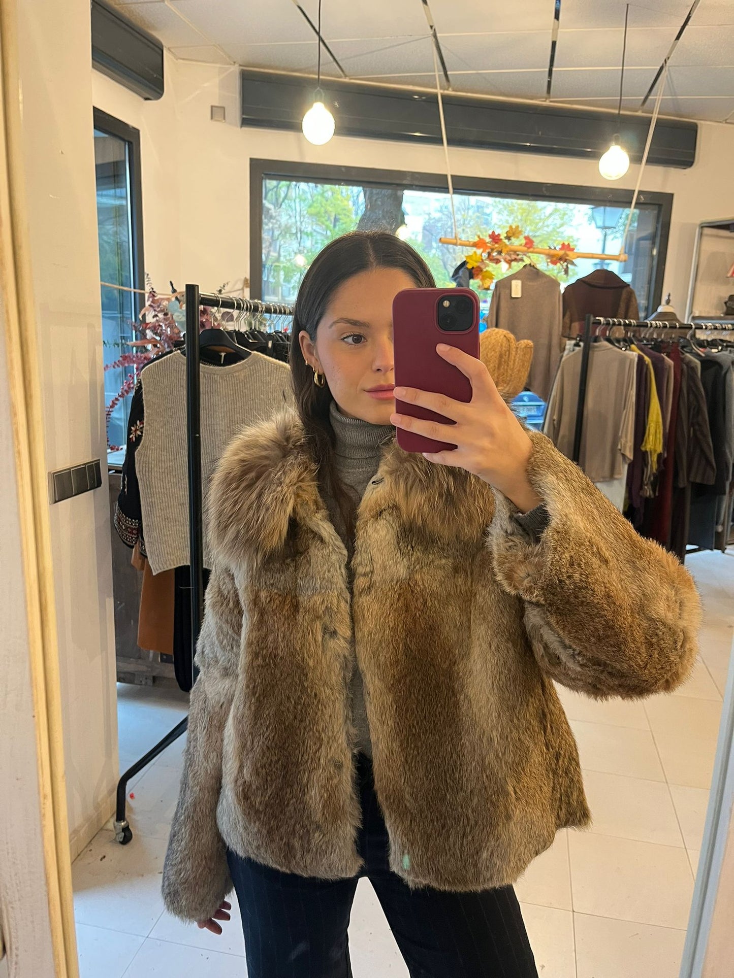 CHAQUETA CONEJO MANGAS COLOR NATURAL