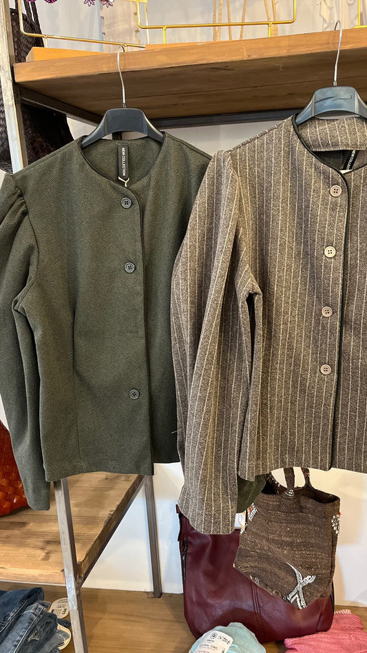 CHAQUETA VINTAGE RAYAS GRISES