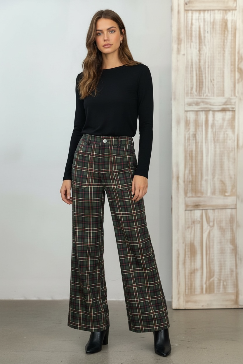 Pantalón verde cuadros