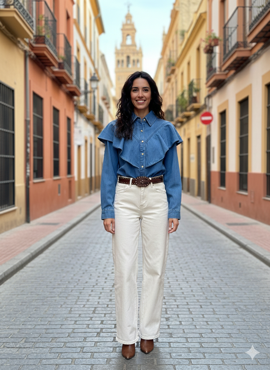 Blusa vaquera Volante