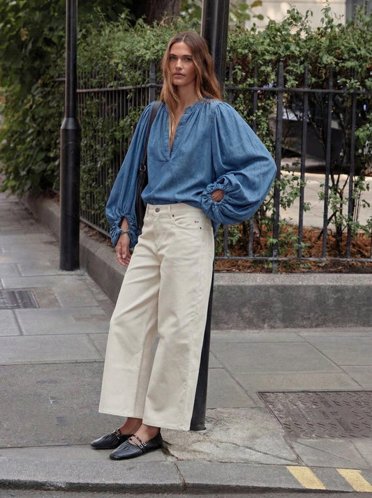 Blusa vaquera manga abullonada